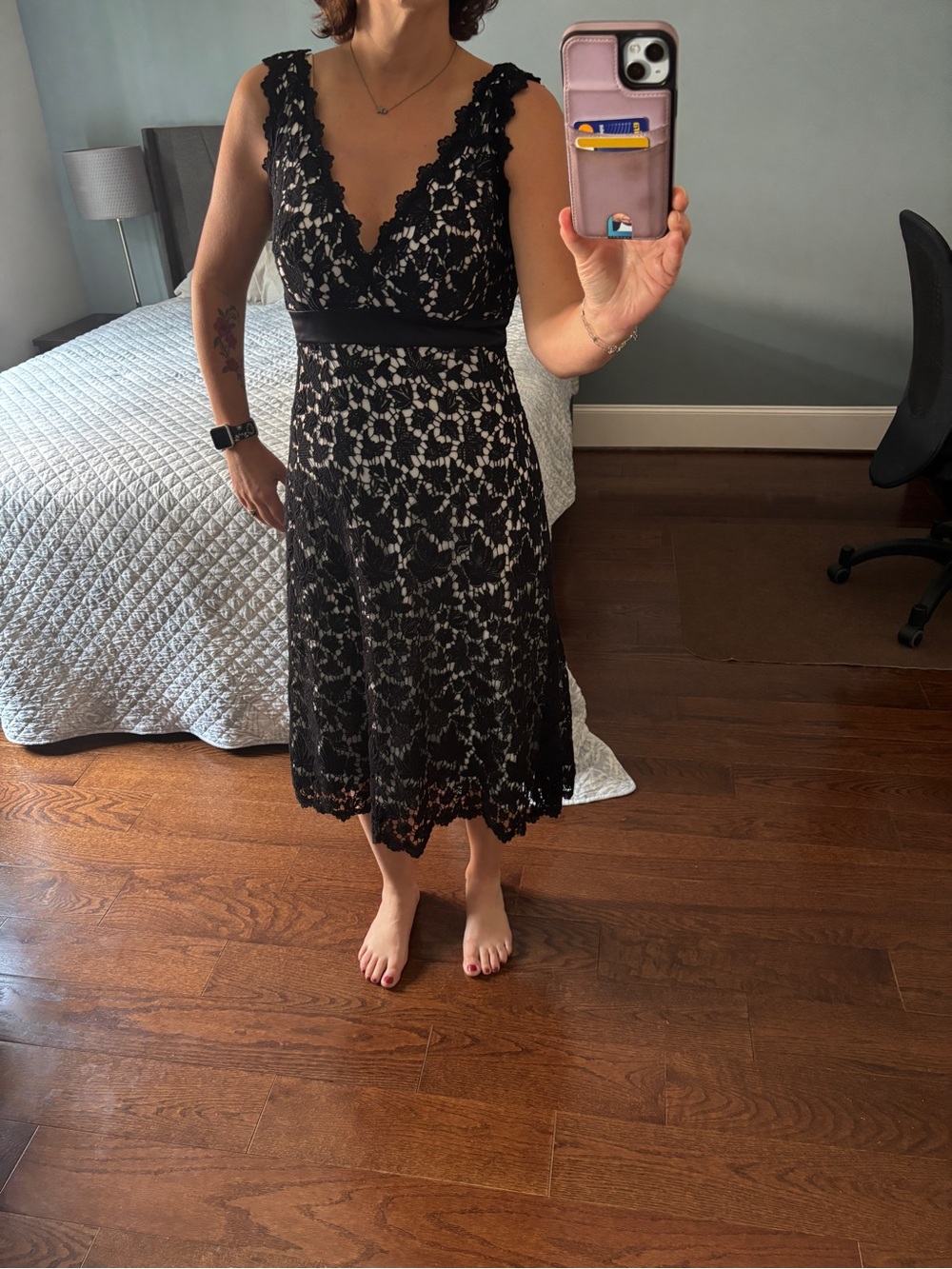 Tadashi Collection Lace Midi Cocktail Dress - Size 4